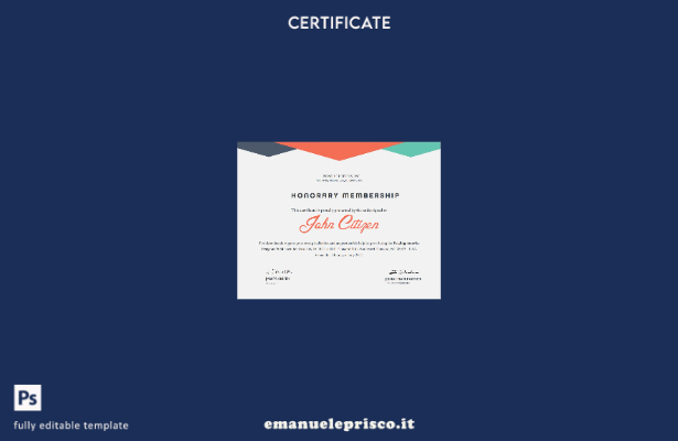 modello di certificato onorario USA in stile verificato